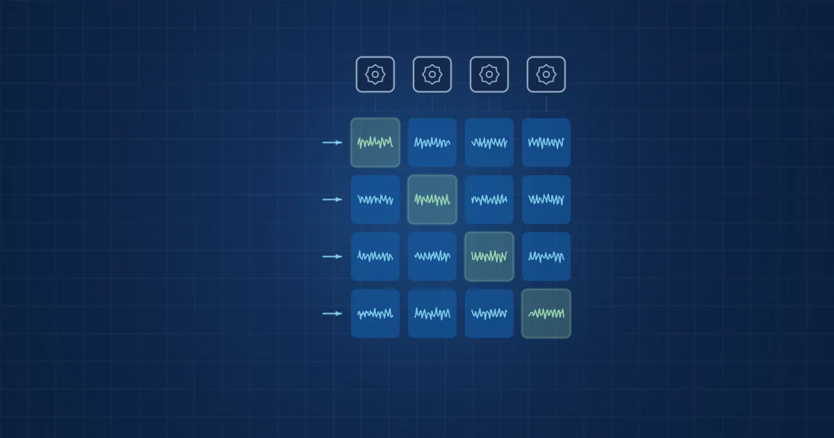 Illustration: a leave-one-machine-out cross-validation grid where each machine is held out in turn