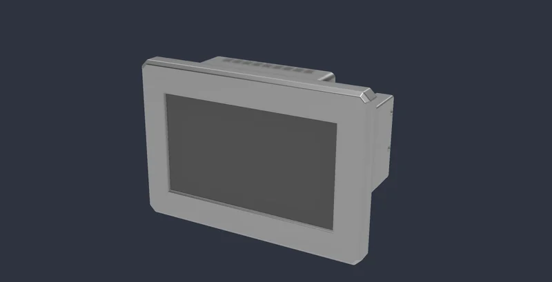 Product rendering of a kiosk screen in a silver frame, with the Edge AI Hub mounted on its back